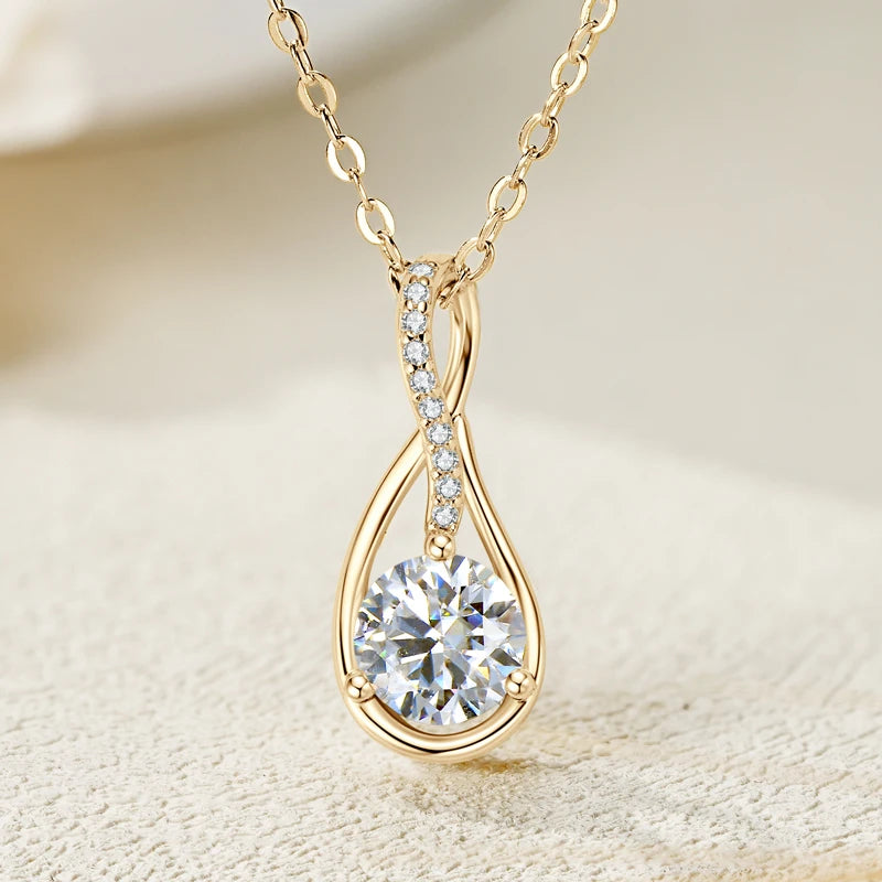 100% Original 925 Silver 6.5mm 8mm D VVS1 Moissanite Diamond 1ct 2ct Chains Infinity Pendant Necklaces for Women