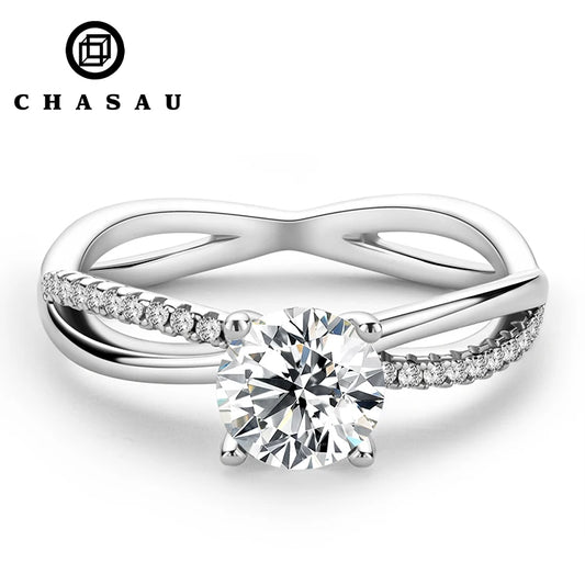 Best Selling Trendy Fashion Women Luxury Fine Jewelry 1ct 1.0ct 1 Carat 6.5mm Moissanite S925 Sterling Silver Wedding Ring Gift