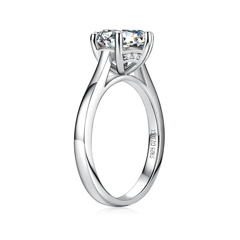 2ct 3ct 4ct 925 Sterling Silver VVS Solitaire Moissanite Wedding Engagement Ring for Women With Gra Certificate