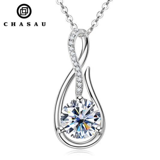 100% Original 925 Silver 6.5mm 8mm D VVS1 Moissanite Diamond 1ct 2ct Chains Infinity Pendant Necklaces for Women