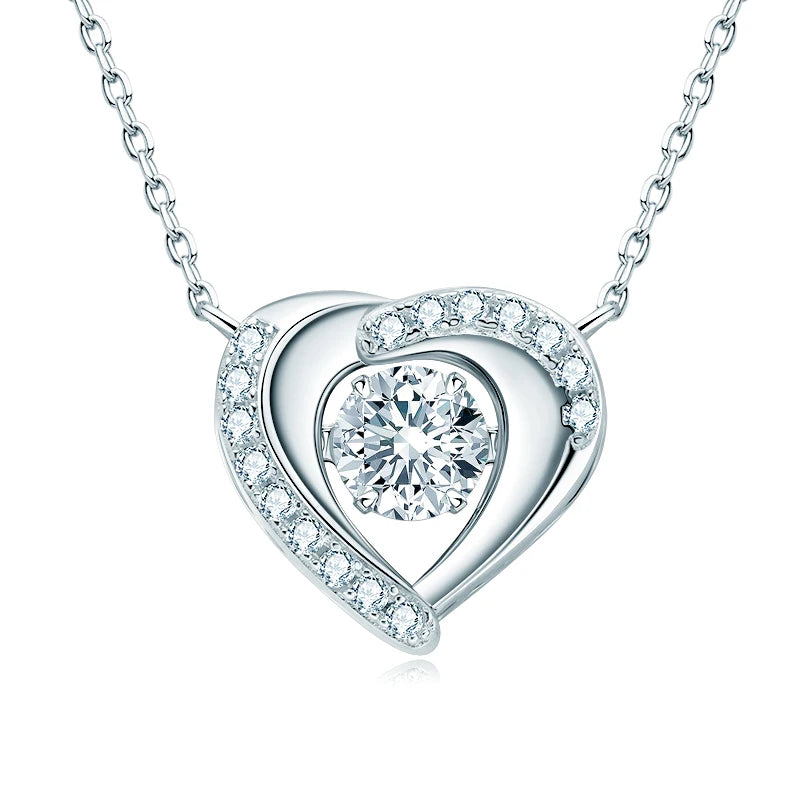 Wedding Jewelry Wholesale Sparkle 0.8ct D Color Halo Heart Moissanite Pendant 925 Sterling Silver Necklace